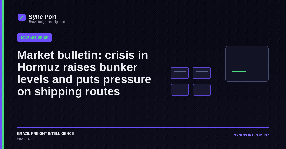 Sync Port editorial cover for Market bulletin: crisis in Hormuz raises bunker levels and puts pressure on shipping routes