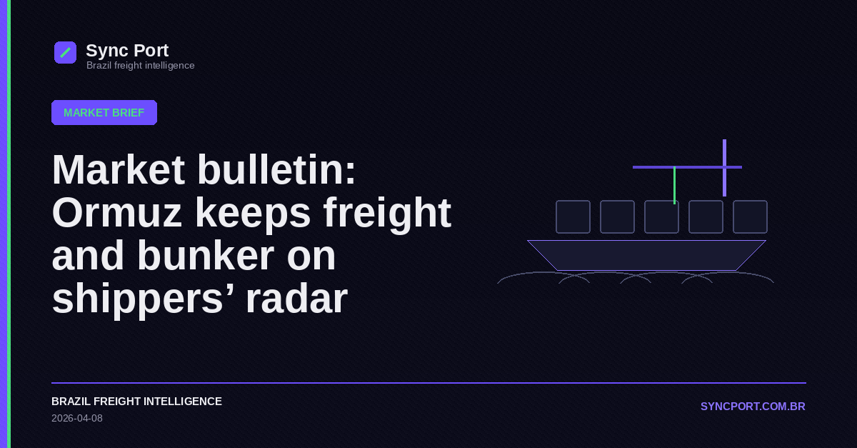 Sync Port editorial cover for Market bulletin: Ormuz keeps freight and bunker on shippers’ radar