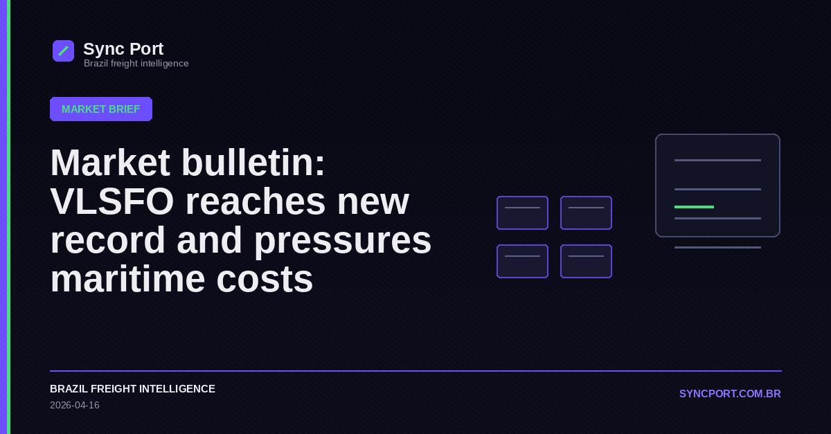 Sync Port editorial cover for Market bulletin: VLSFO reaches new record and pressures maritime costs