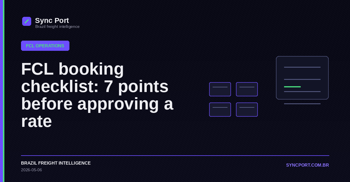 Sync Port editorial cover for FCL booking checklist: 7 points before approving a rate