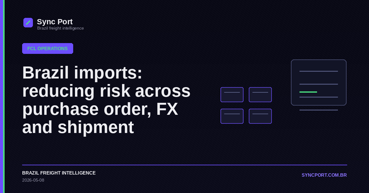 Sync Port editorial cover for Brazil imports: reducing risk across purchase order, FX and shipment