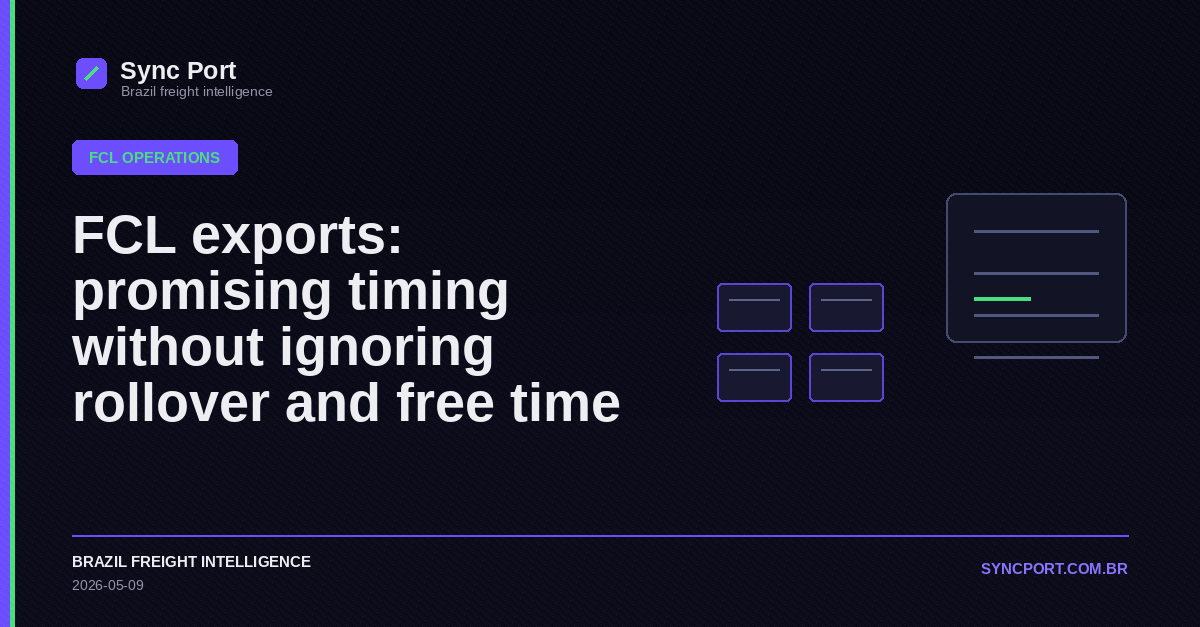 Sync Port editorial cover for FCL exports: promising timing without ignoring rollover and free time