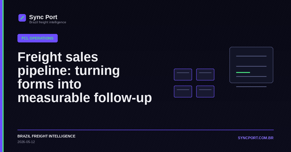 Sync Port editorial cover for Freight sales pipeline: turning forms into measurable follow-up