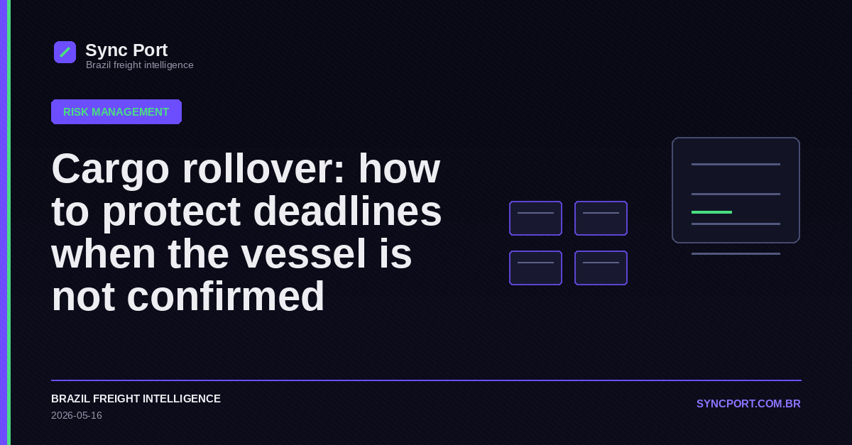 Sync Port editorial cover for Cargo rollover: how to protect deadlines when the vessel is not confirmed