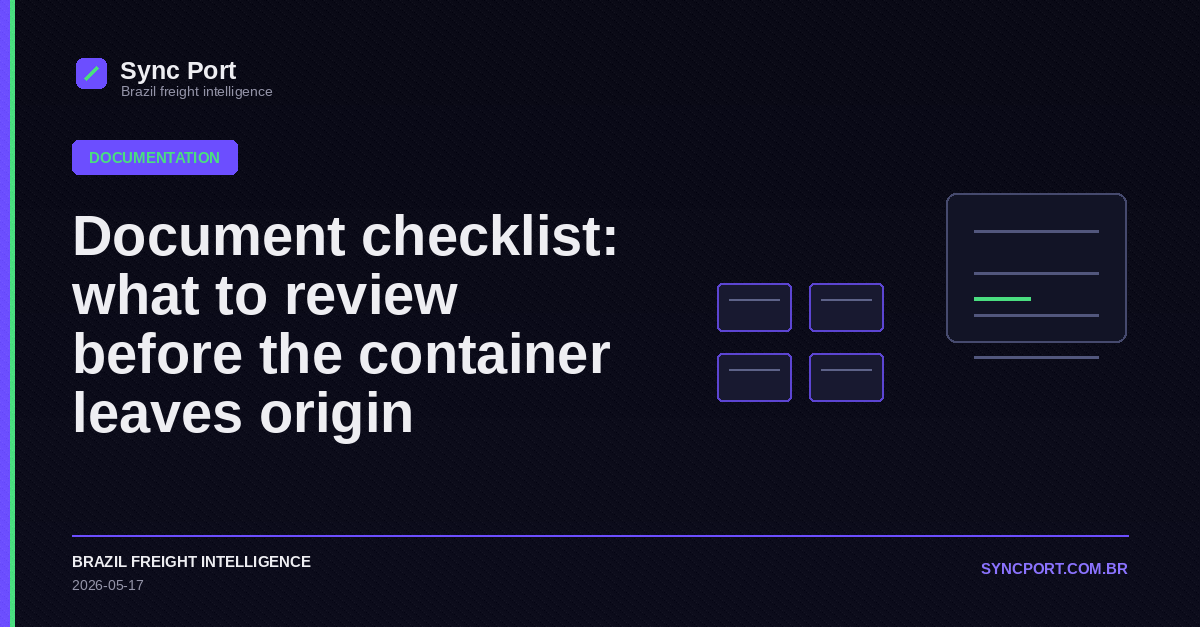 Sync Port editorial cover for Document checklist: what to review before the container leaves origin