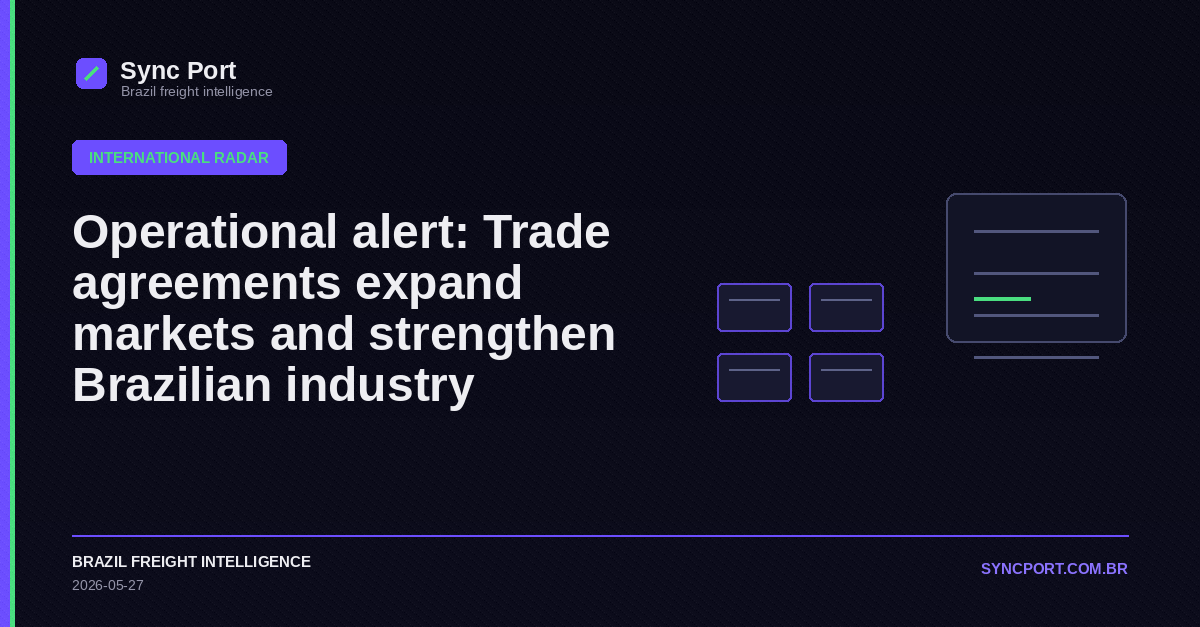 Sync Port editorial cover for Operational alert: Trade agreements expand markets and strengthen Brazilian industry