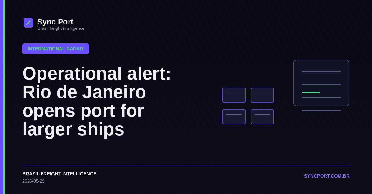 Sync Port editorial cover for Operational alert: Rio de Janeiro opens port for larger ships