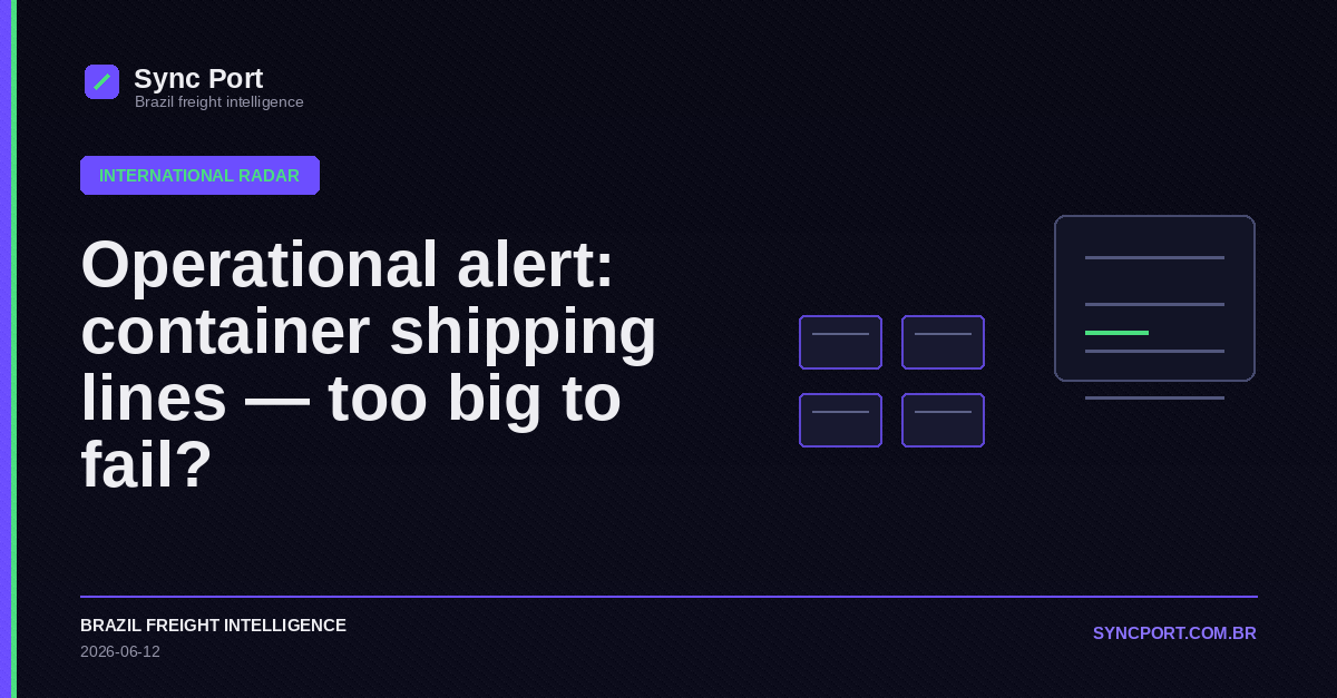 Sync Port editorial cover for Operational alert: container shipping lines — too big to fail?