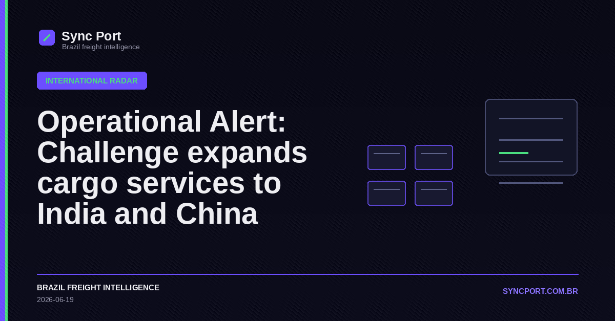 Sync Port editorial cover for Operational Alert: Challenge expands cargo services to India and China