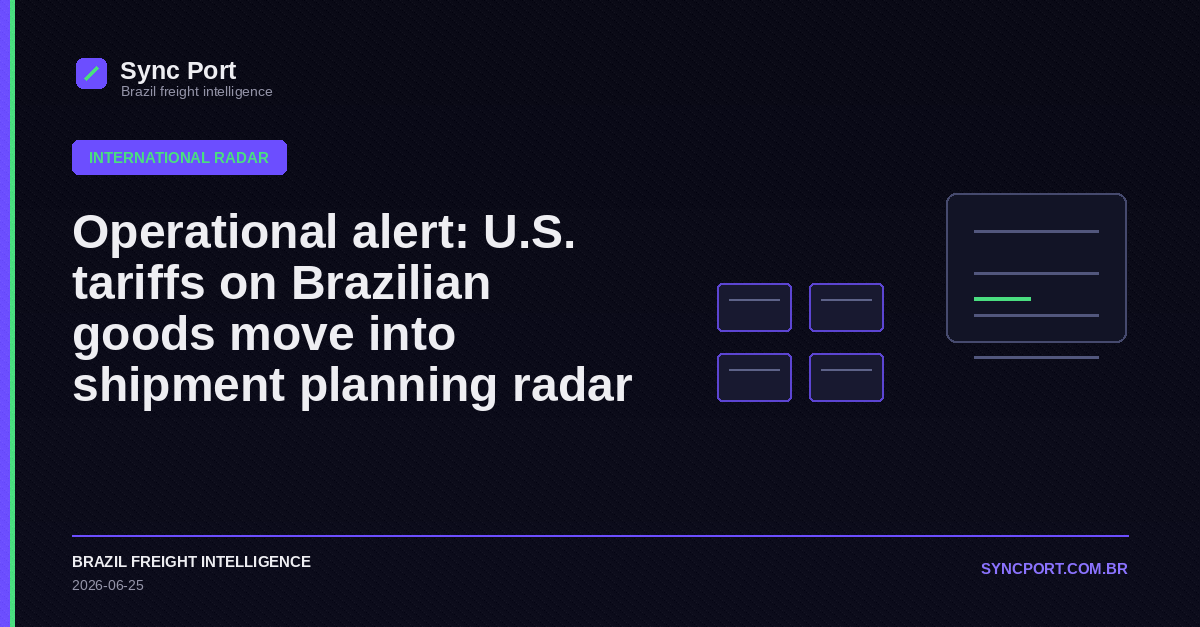 Sync Port editorial cover for Operational alert: U.S. tariffs on Brazilian goods move into shipment planning radar
