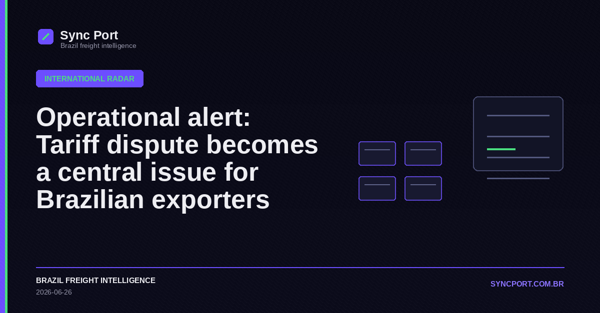 Sync Port editorial cover for Operational alert: Tariff dispute becomes a central issue for Brazilian exporters