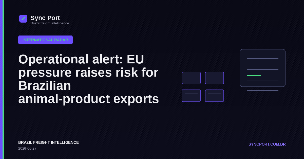 Sync Port editorial cover for Operational alert: EU pressure raises risk for Brazilian animal-product exports