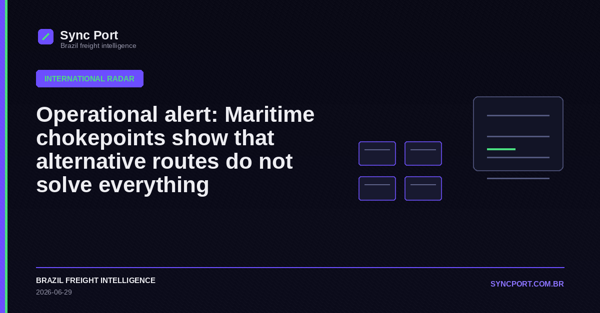 Sync Port editorial cover for Operational alert: Maritime chokepoints show that alternative routes do not solve everything