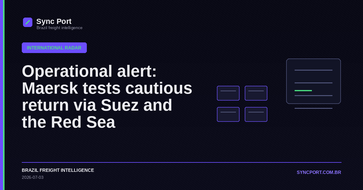 Sync Port editorial cover for Operational alert: Maersk tests cautious return via Suez and the Red Sea