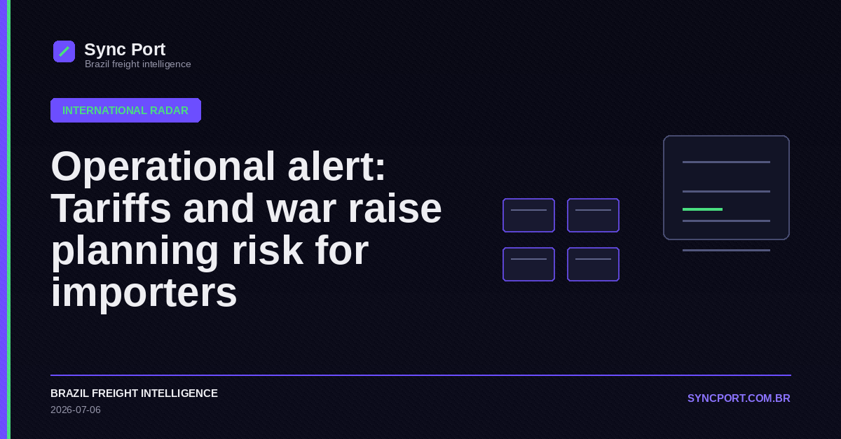 Sync Port editorial cover for Operational alert: Tariffs and war raise planning risk for importers