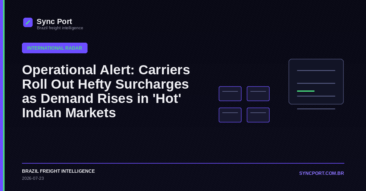 Sync Port hybrid editorial graphic for Operational Alert: Carriers Roll Out Hefty Surcharges as Demand Rises in 'Hot' Indian Markets