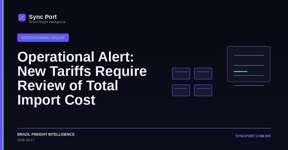 Sync Port hybrid editorial graphic for Operational Alert: New Tariffs Require Review of Total Import Cost
