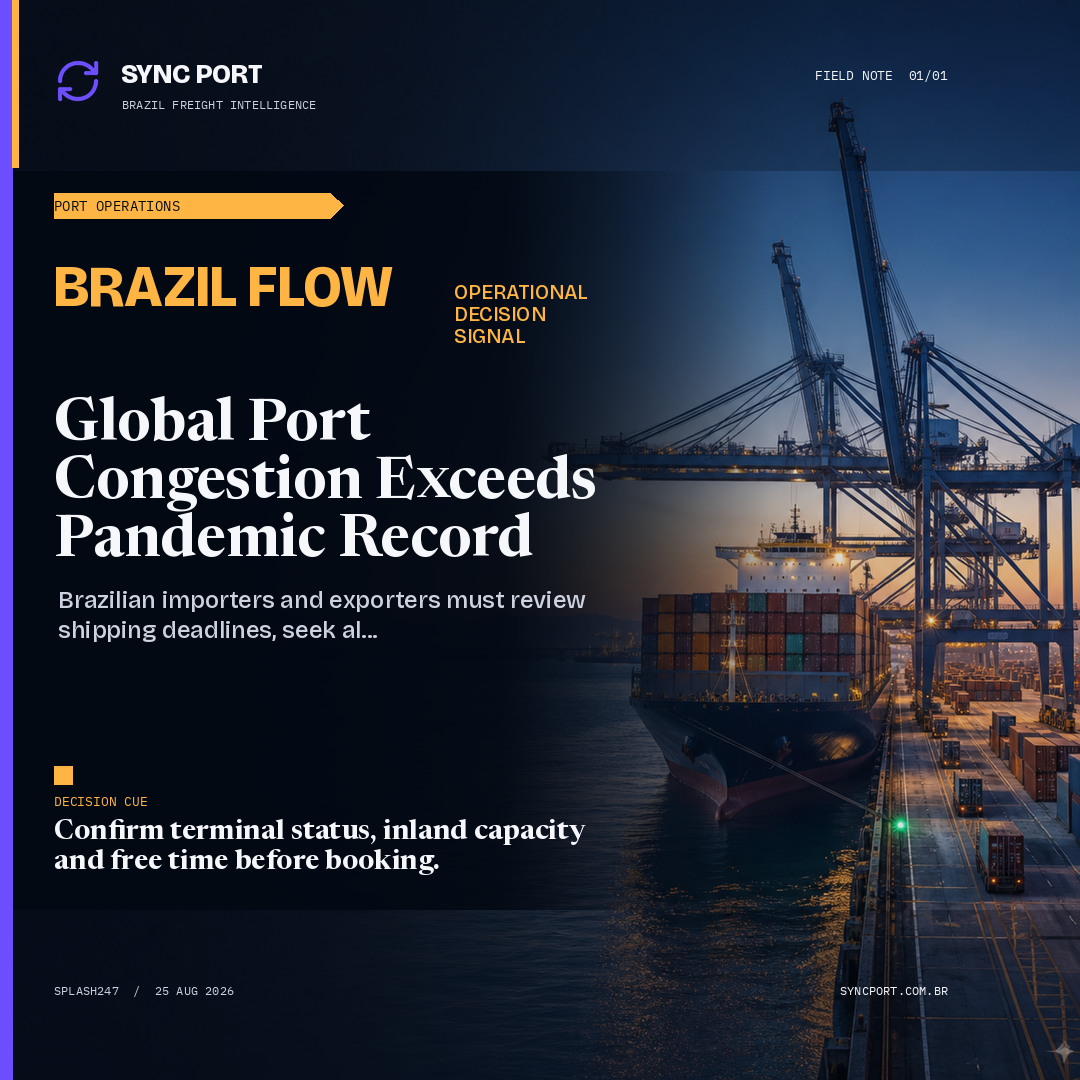 Sync Port hybrid editorial graphic for Operational Alert: Global Port Congestion Exceeds Pandemic Record