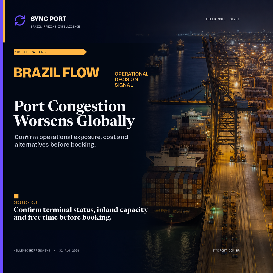 Sync Port hybrid editorial graphic for Operational Alert: Port Congestion Worsens Globally