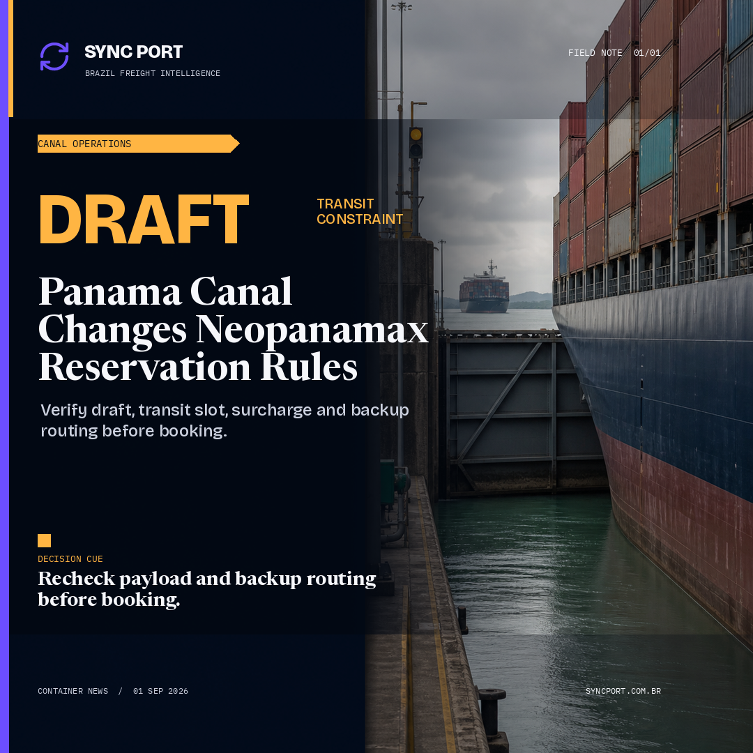 Sync Port hybrid editorial graphic for Operational Alert: Panama Canal Changes Neopanamax Reservation Rules